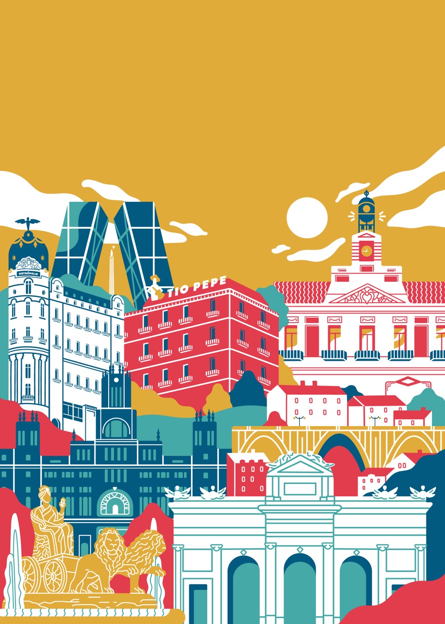 Illustration of Madrid landmarks made for the campaign